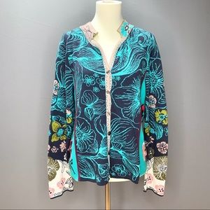 Ivko Aqua Turquoise Green Cardigan Sweater, L.